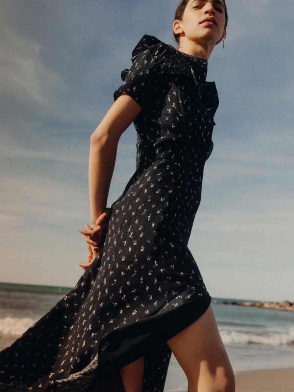 Sessun Aubanel Midi Dress Navy Blue Floral